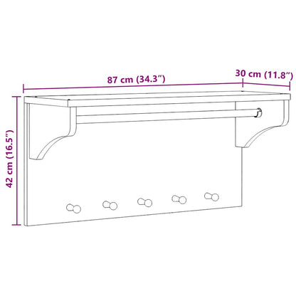 Appendiabiti da Parete SANDNES Bianco 87x30x42 cm Legno di Pino