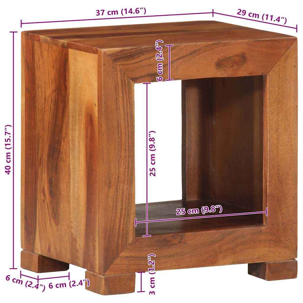 Tavolino 37x29x40 cm in Legno Massello di Acacia