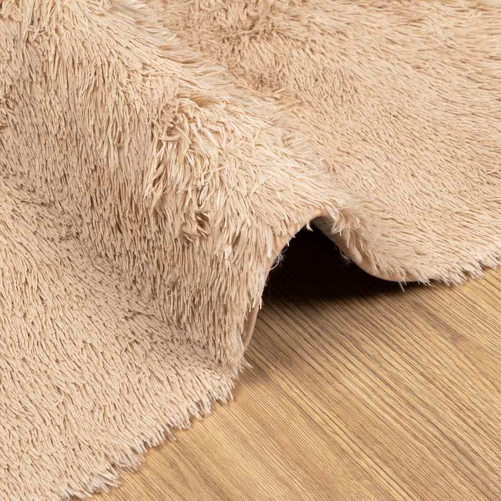 Tappeto Shaggy a Pelo Lungo NAVARRA Beige 120x120 cm poliestere - homemem39