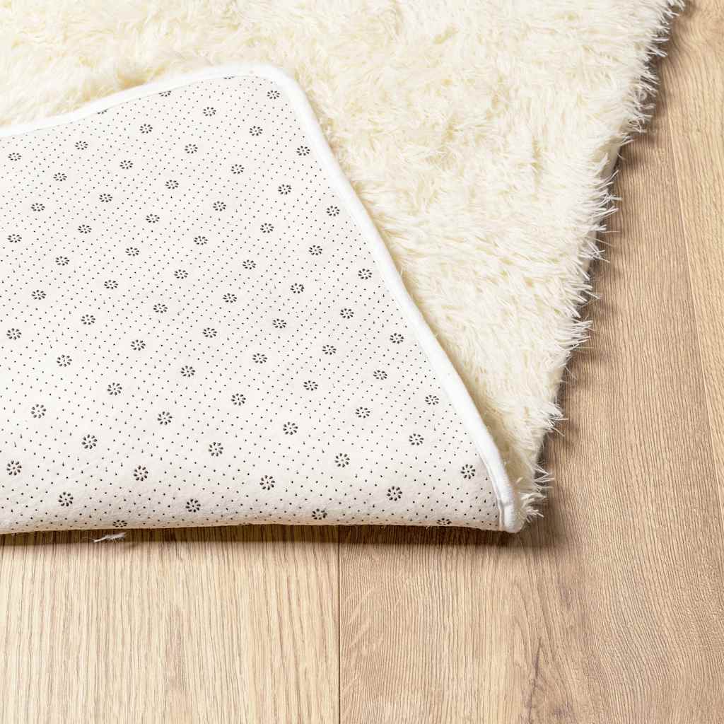 Tappeto Shaggy a Pelo Lungo NAVARRA Crema 120x120 cm poliestere - homemem39