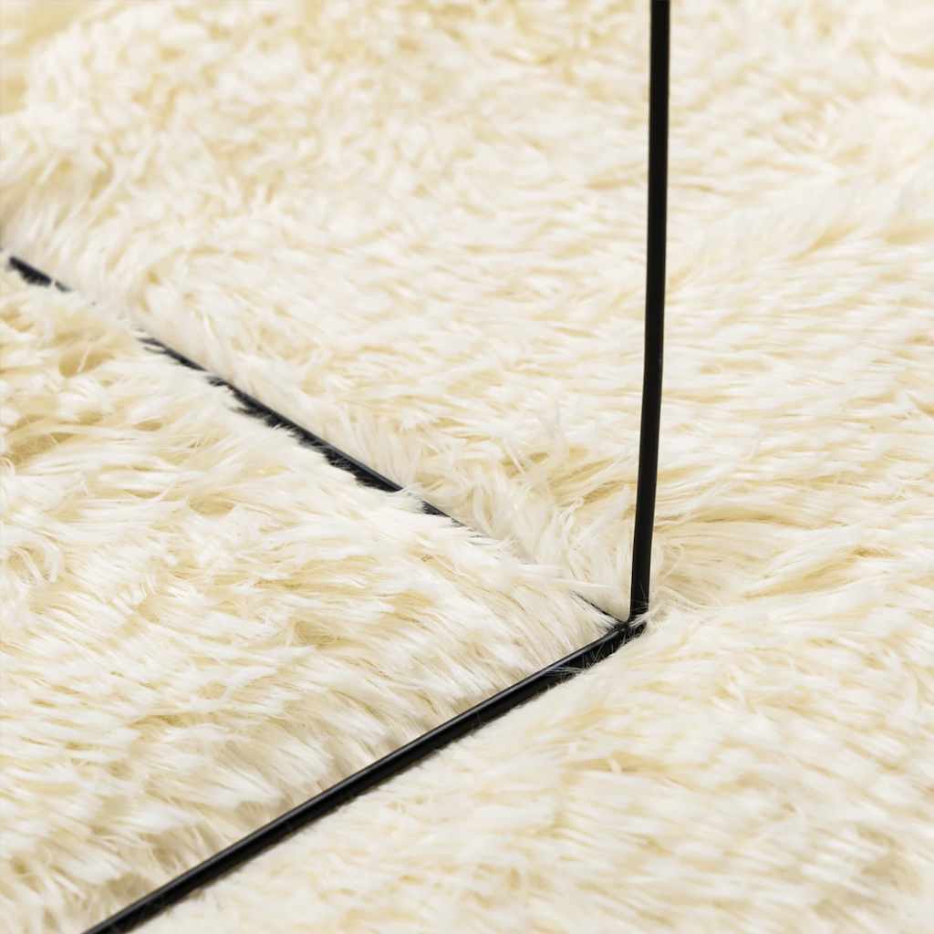 Tappeto Shaggy a Pelo Lungo NAVARRA Crema 120x120 cm poliestere - homemem39