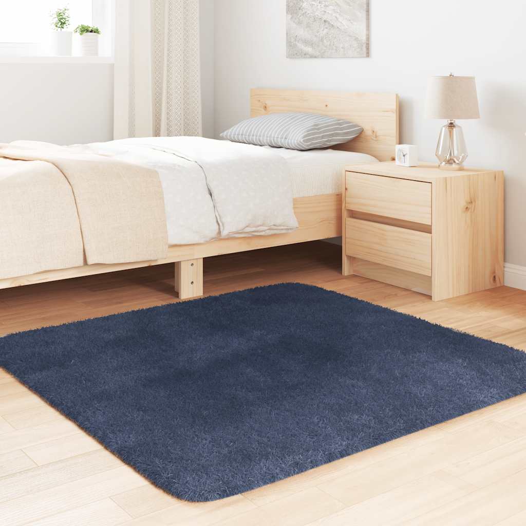 Tappeto Shaggy a Pelo Lungo NAVARRA Blu Marino 120x120 cm - homemem39