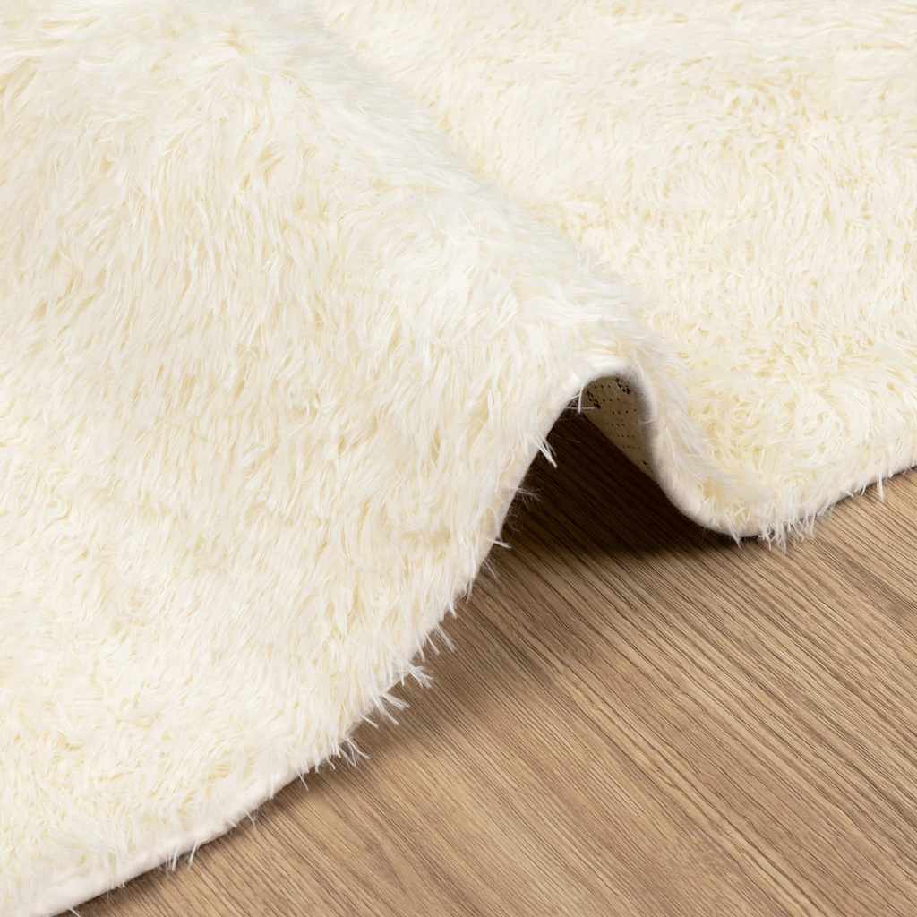 Tappeto Shaggy a Pelo Lungo NAVARRA Crema 160x160 cm poliestere - homemem39