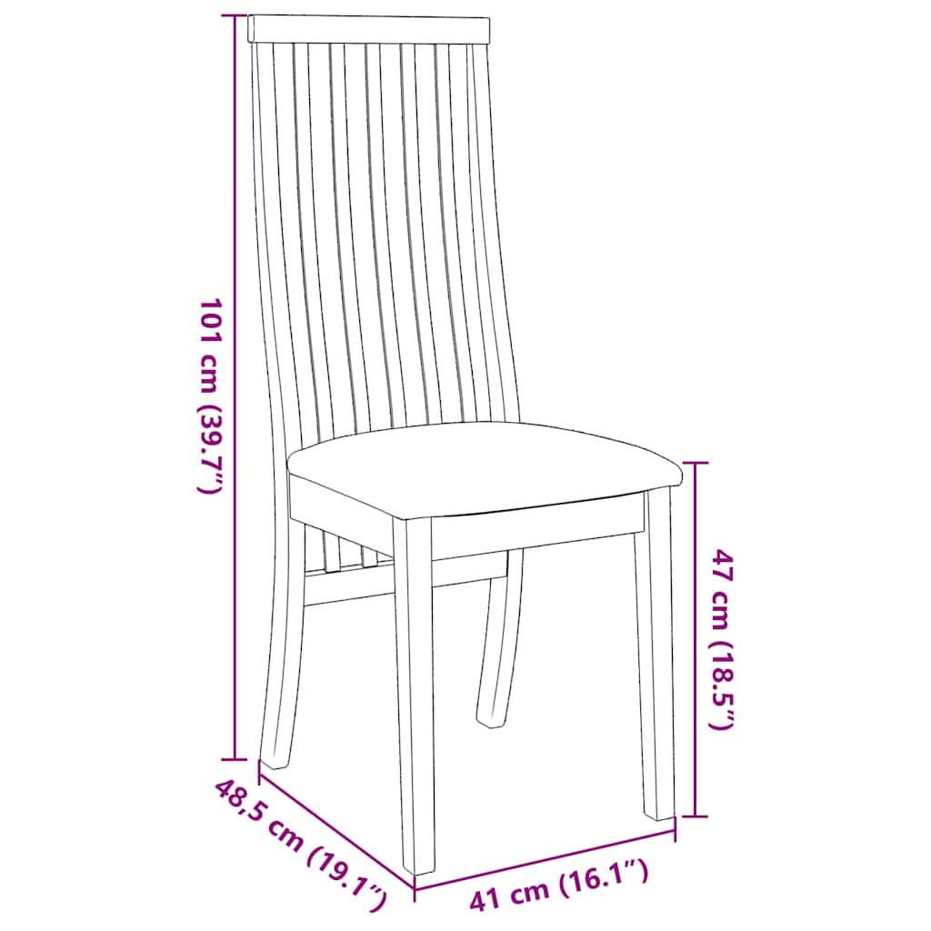 Sedie da Pranzo con Cuscini 2pz Marrone Legno Massello di Hevea