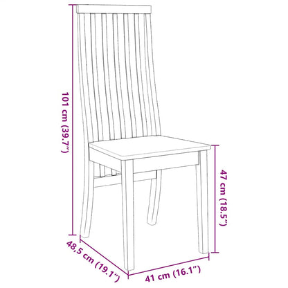 Sedie da Pranzo 2 pz in Legno Massello di Hevea