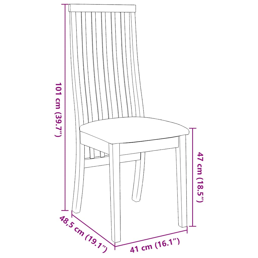 Sedie da Pranzo con Cuscini 2 pz Bianco Legno Massello di Hevea - homemem39