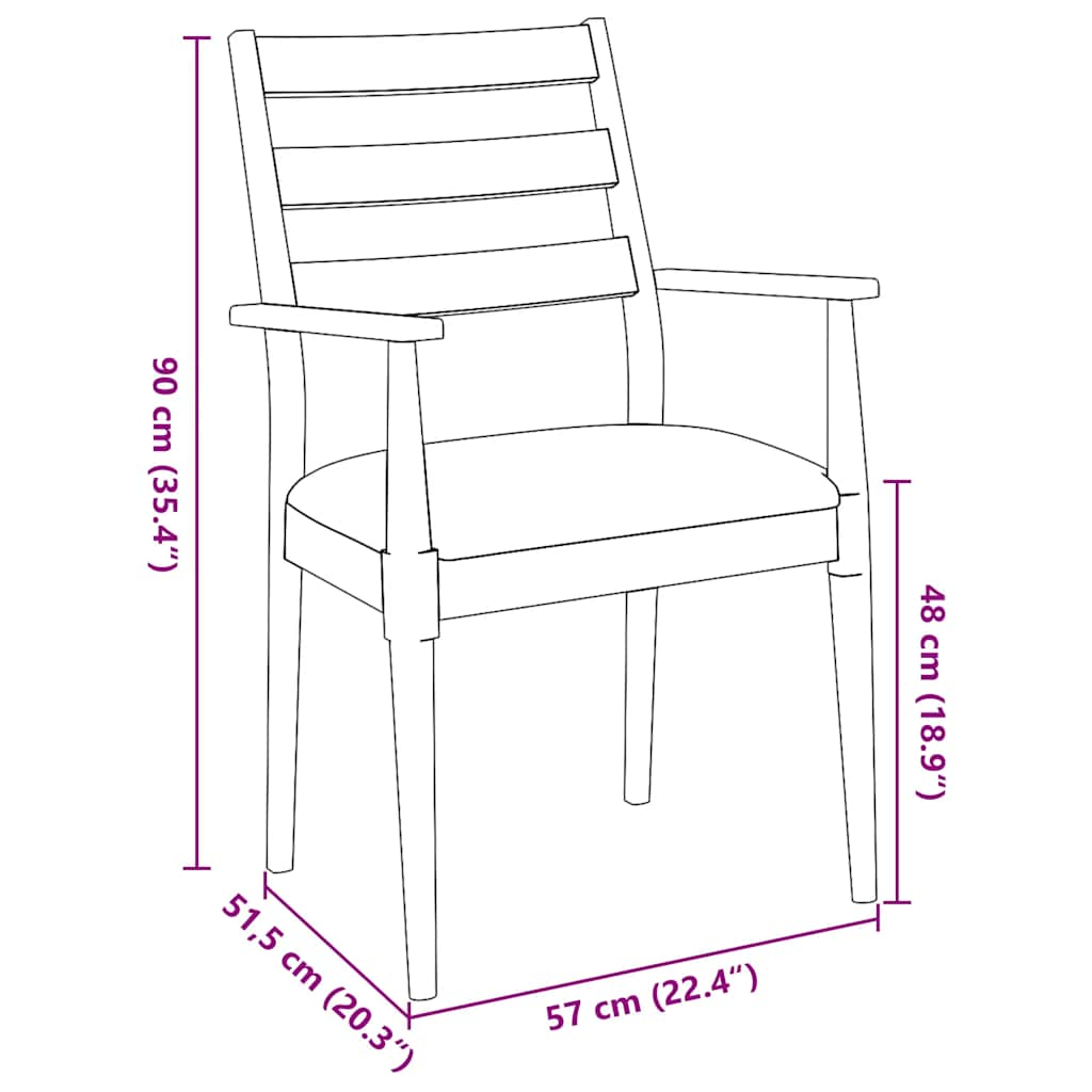 Sedie da Pranzo con Cuscini 2pz Marrone Legno Massello di Hevea