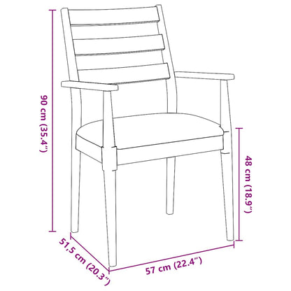 Sedie da Pranzo con Cuscini 2 pz Bianco Legno Massello di Hevea