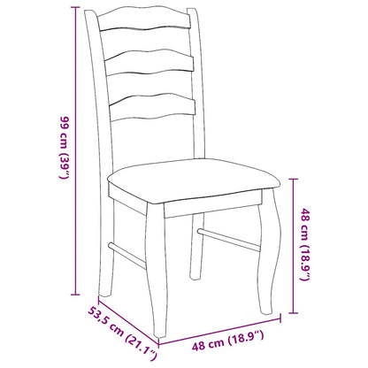 Sedie da Pranzo con Cuscini 2 pz Bianco Legno Massello di Hevea