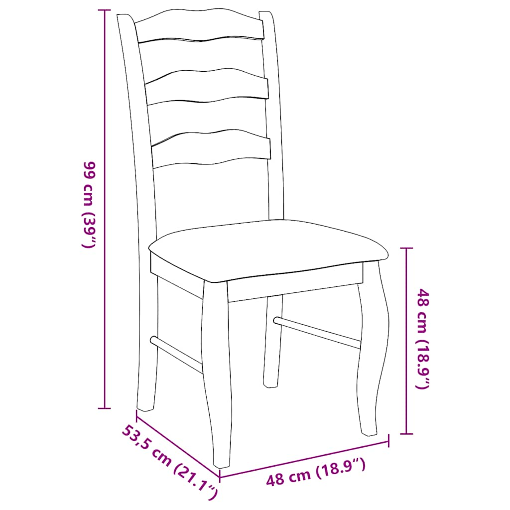 Sedie da Pranzo con Cuscini 2 pz Bianco Legno Massello di Hevea