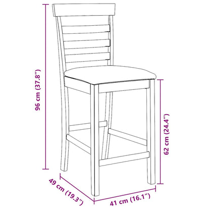 Sgabelli da Bar con Cuscini 2pz Marrone Legno Massello di Hevea - homemem39