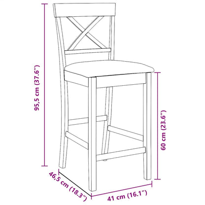 Sgabelli da Bar con Cuscini 2pz Marrone Legno Massello di Hevea - homemem39