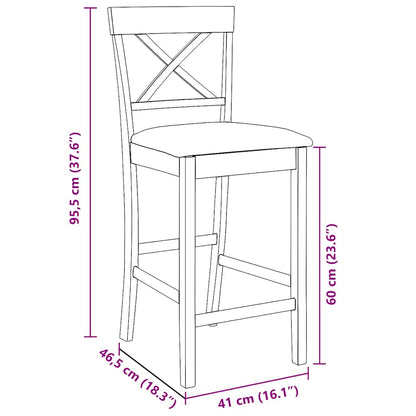 Sgabelli da Bar con Cuscini 2 pz Bianco Legno Massello di Hevea - homemem39