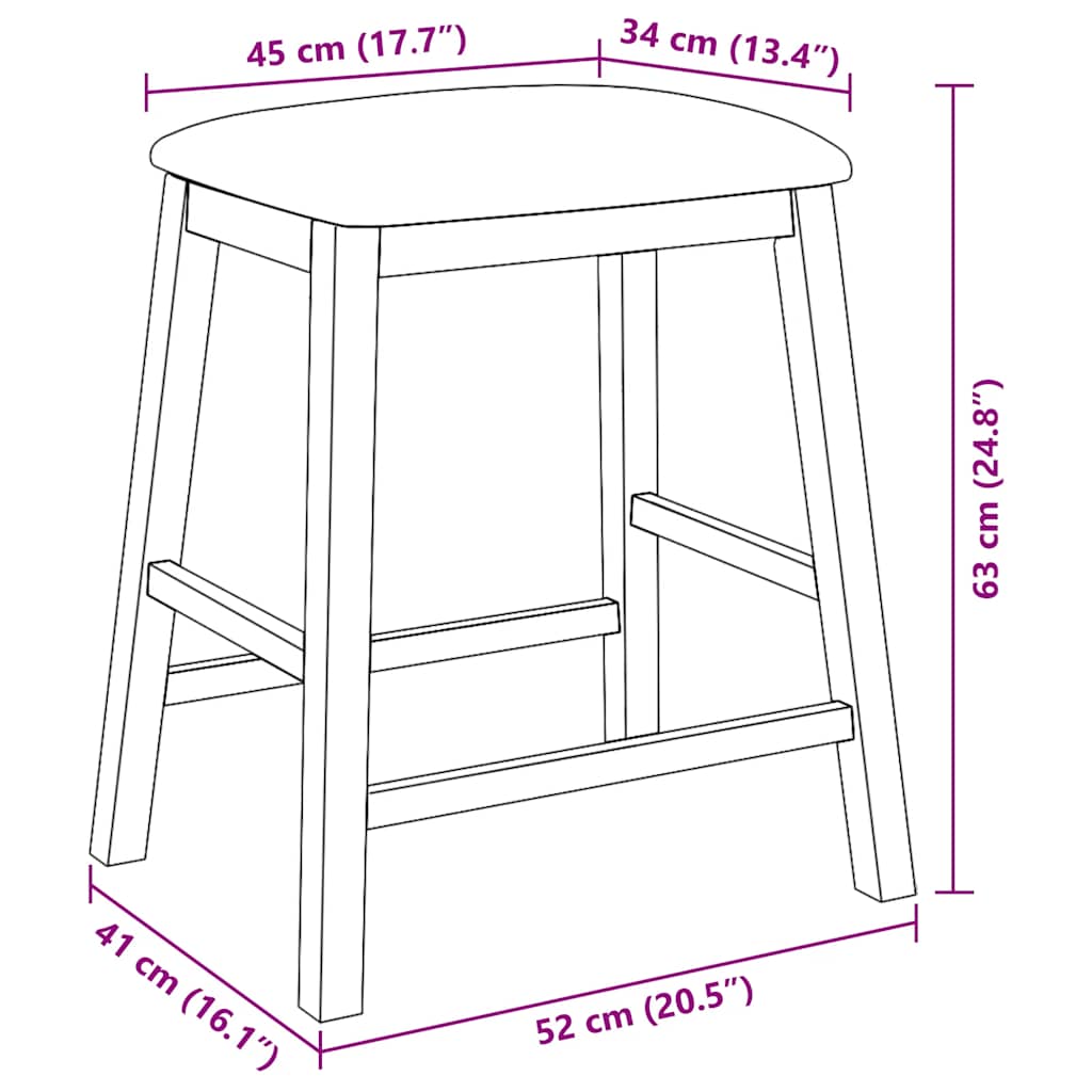 Sedie da Bar con Cuscini 2pz Marrone Legno Massello di Hevea - homemem39