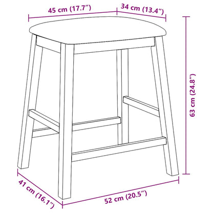 Sedie da Bar con Cuscini 2pz Marrone Legno Massello di Hevea