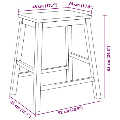 Sedie da Bar 2 pz in Legno Massello di Hevea