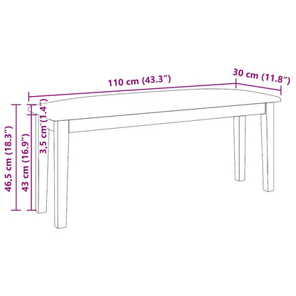 Panca 110 cm in Legno Massello di Hevea