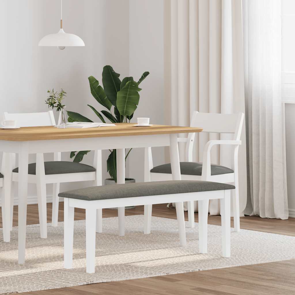 Panca 110 cm Bianco in Legno Massello di Hevea