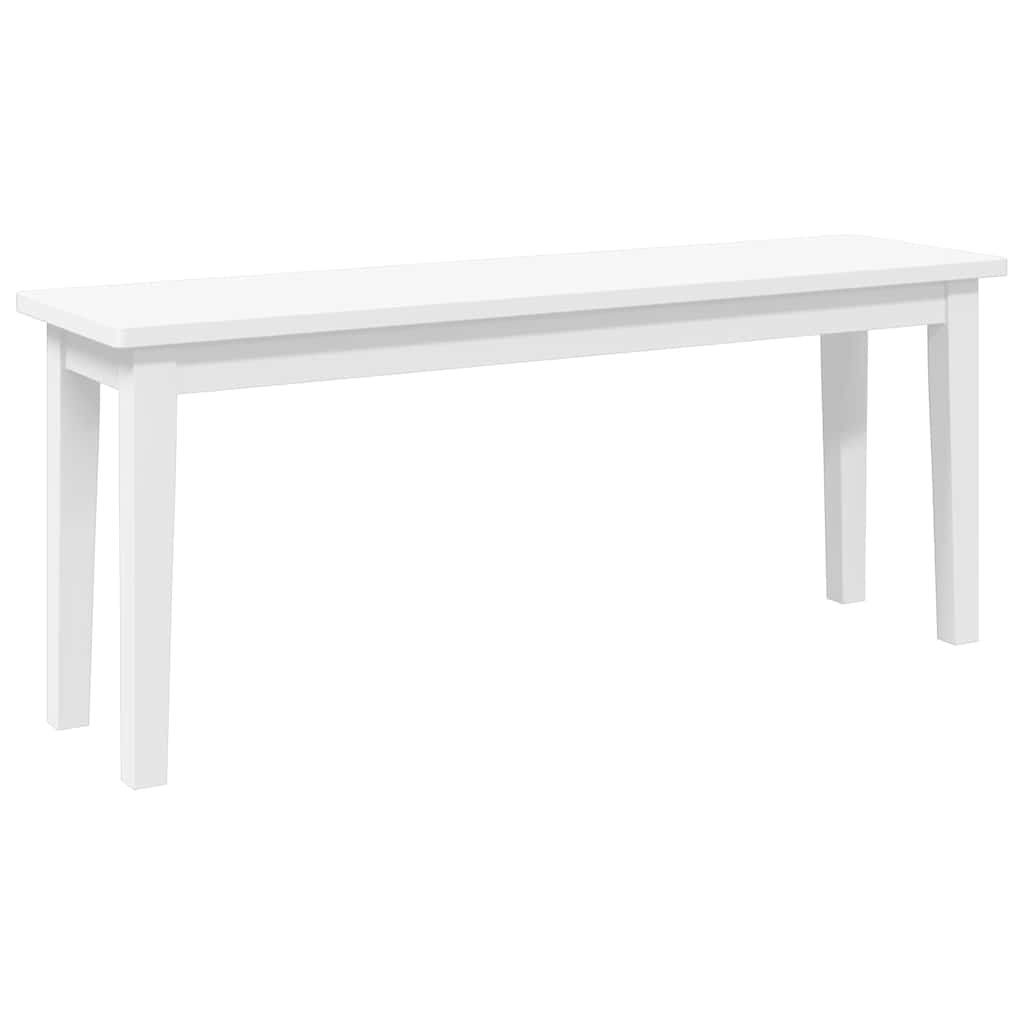 Panca 110 cm Bianco in Legno Massello di Hevea