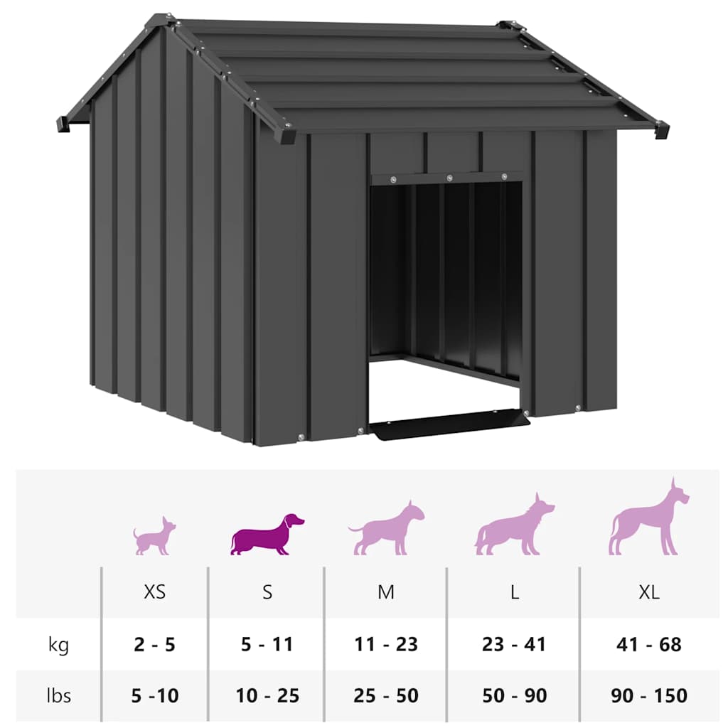 Casetta per Cani con Tetto 85x107x81 cm Acciaio Zincato - homemem39