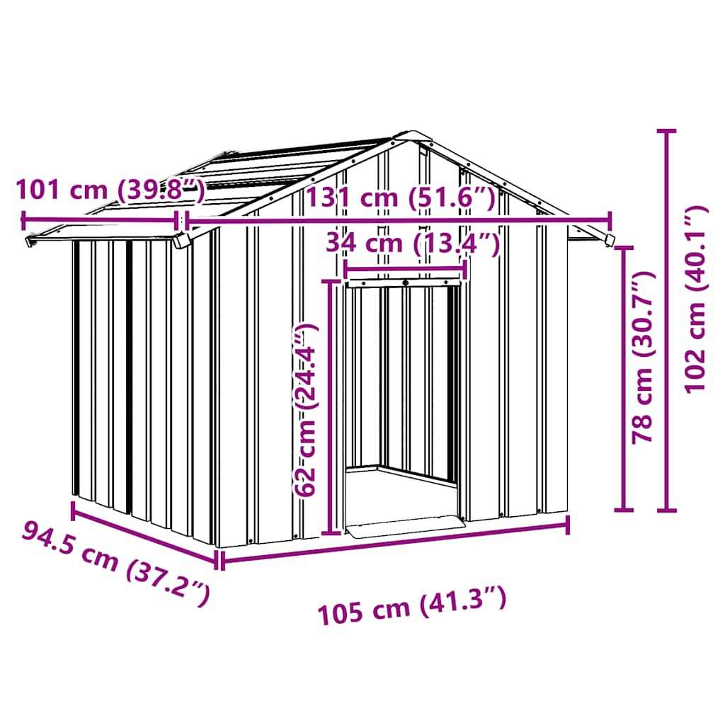 Casetta per Cani con Tetto 131x101x102 cm Acciaio Zincato - homemem39