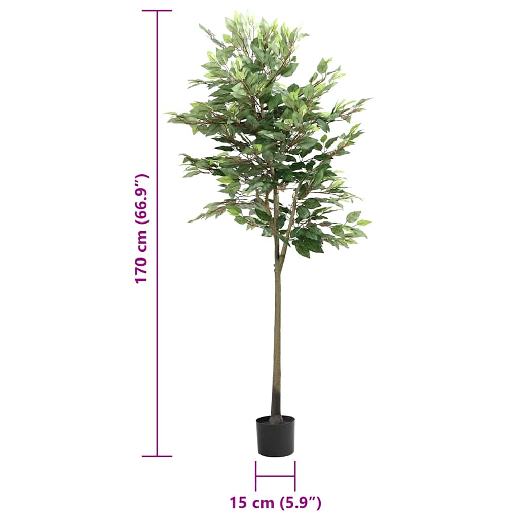 Albero di Ficus Artificiale 756 Foglie 170 cm Verde