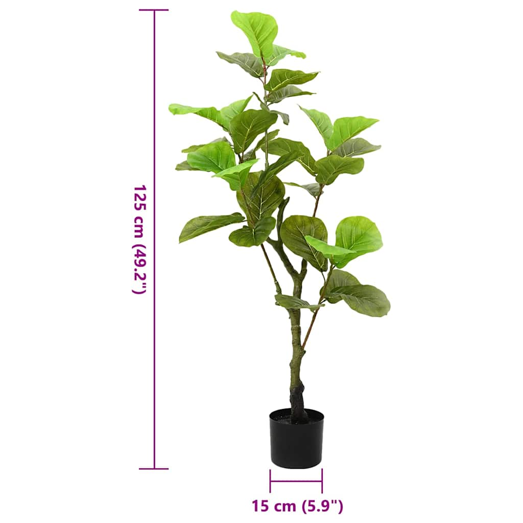 Albero di Ficus Artificiale 30 Foglie 125 cm Verde