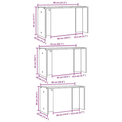 Tavolini Impilabili 3 pz Neri in Legno Multistrato - homemem39