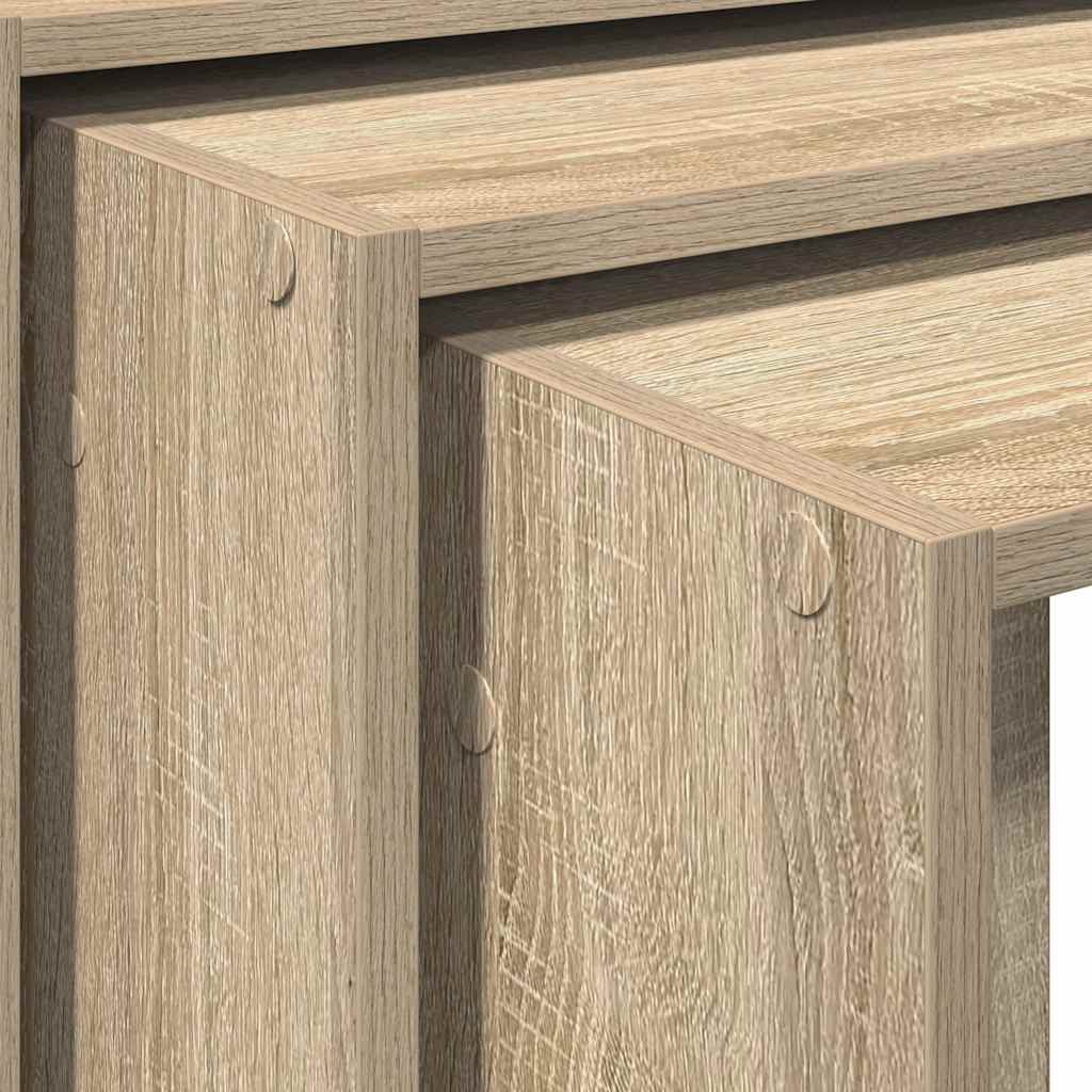 Tavolini Impilabili 3 pz Rovere Sonoma in Legno Multistrato - homemem39