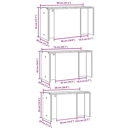 Tavolini Impilabili 3 pz Legno Antico in Legno Multistrato - homemem39