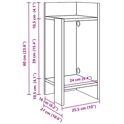 Tavolino Laterale con Ripiano Bianco 25,5x27x60 cm - homemem39