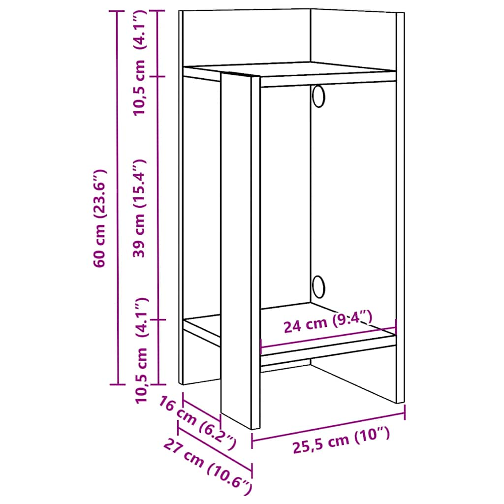 Tavolini Laterali 2pz con Ripiano Bianco 25,5x27x60 cm - homemem39