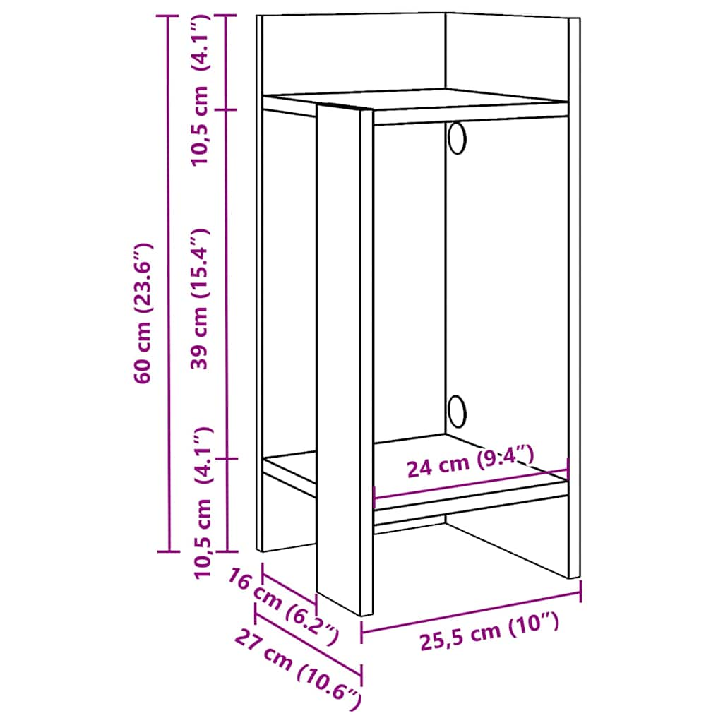 Tavolini Laterali 2 pz con Ripiano Grigio Cemento 25,5x27x60 cm - homemem39