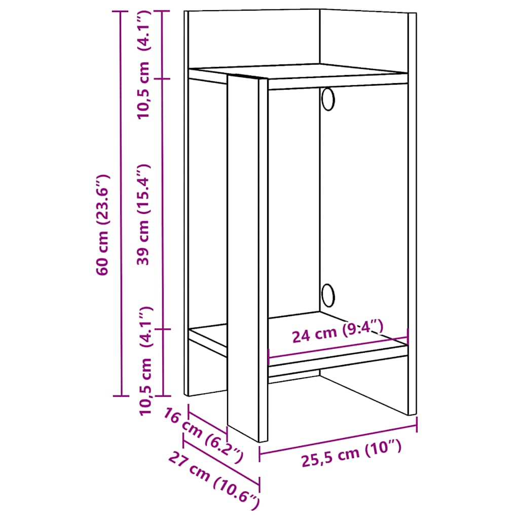 Tavolini Laterali 2 pz con Ripiano Rovere Fumo 25,5x27x60 cm - homemem39