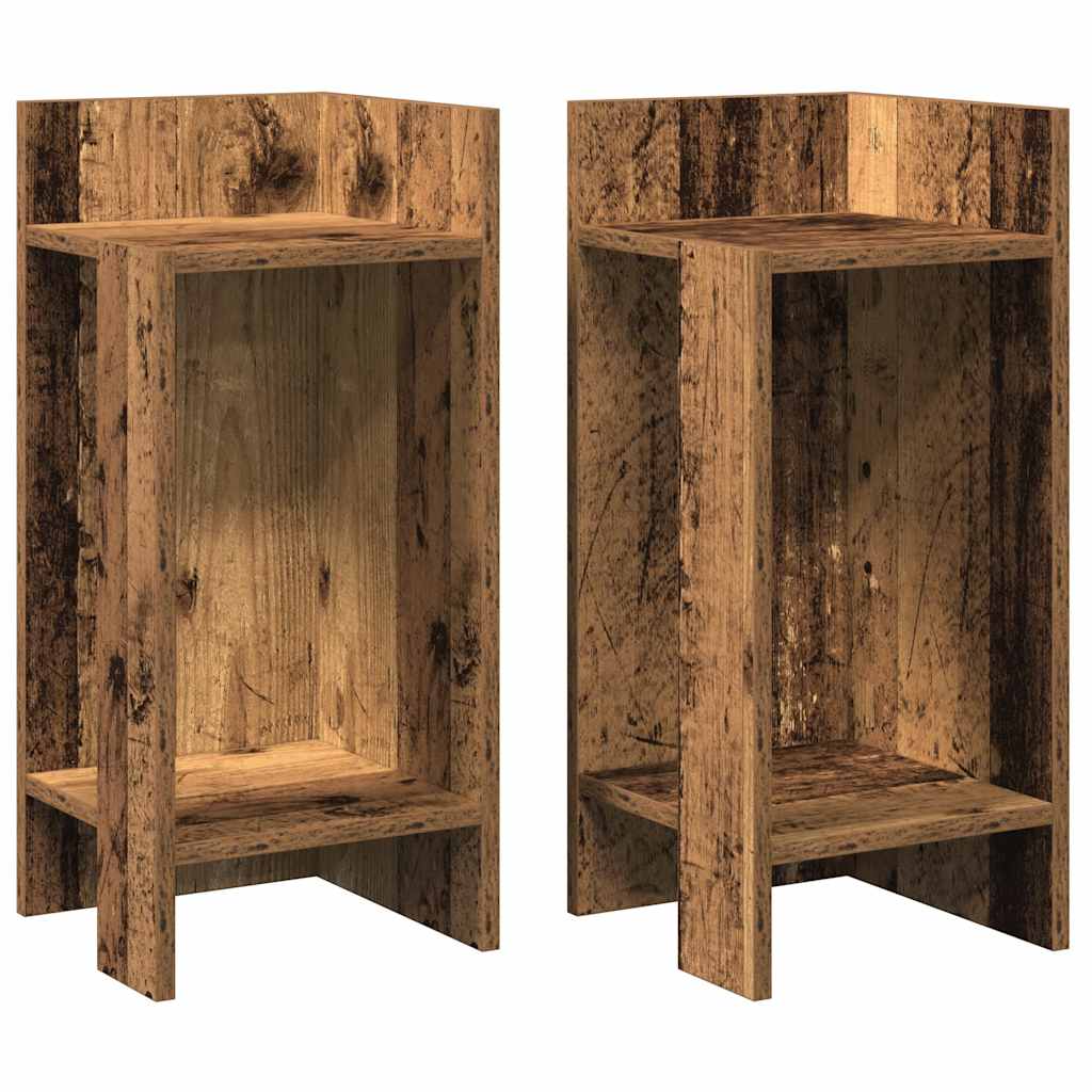 Tavolini Laterali 2 pz con Ripiano Legno Antico 25,5x27x60 cm - homemem39