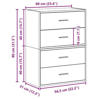 Armadi con 2 Cassetti 2 pz Rovere Sonoma 60x31x40 cm Truciolato