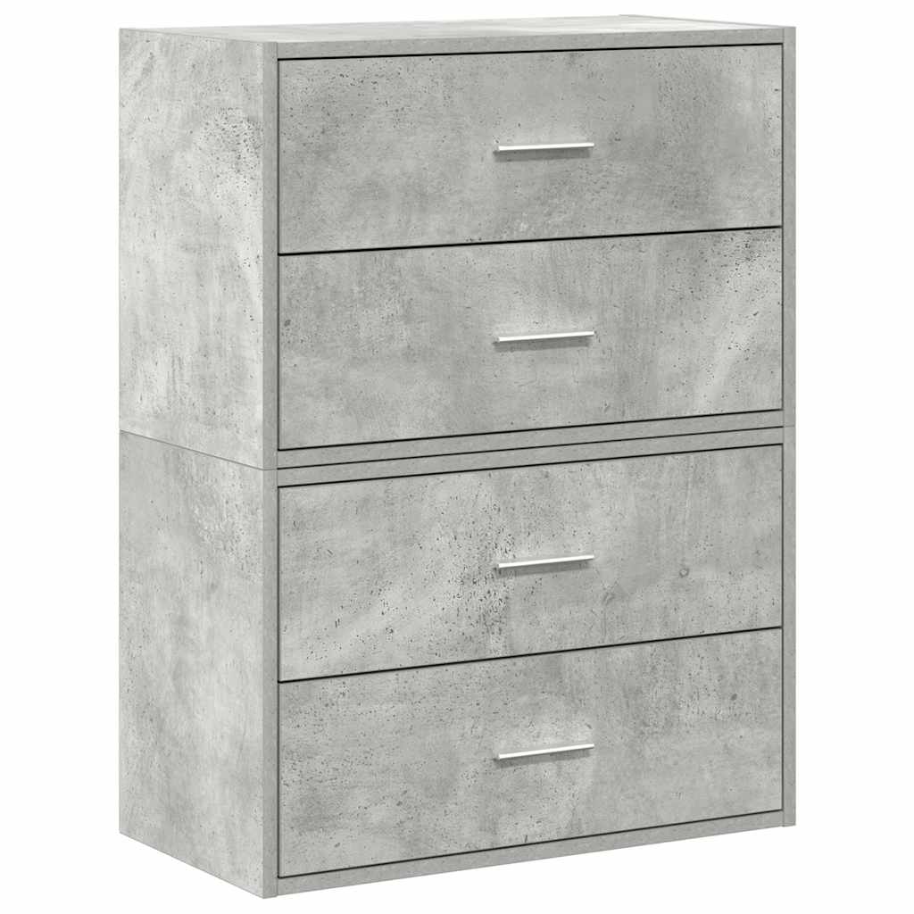 Armadi con 2 Cassetti 2 pz Grigio Cemento 60x31x40cm Truciolato