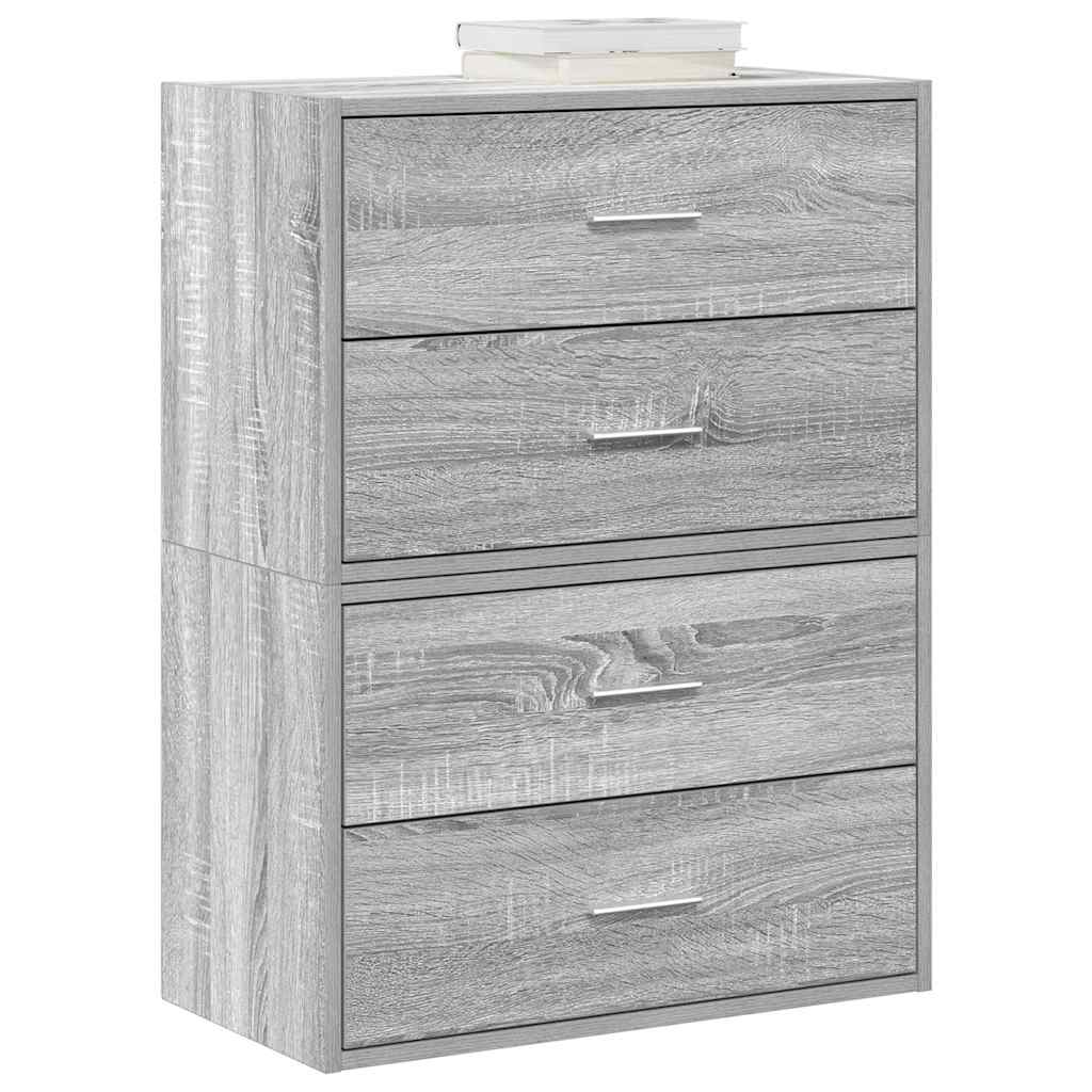 Armadi con 2 Cassetti 2 pz Grigio Sonoma 60x31x40 cm Truciolato