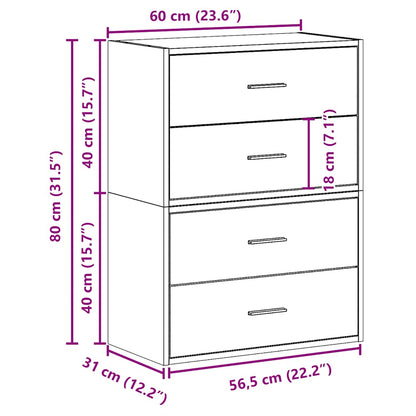 Armadi con 2 Cassetti 2 pz Rovere Marrone 60x31x40cm Truciolato