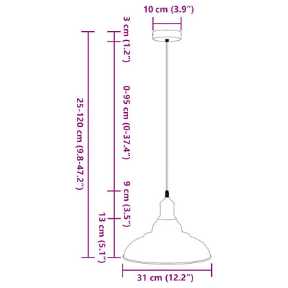 Lampada a Sospensione Regolabile E27 Verde Lucido Ø31cm Metallo