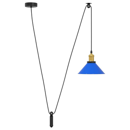 Lampada a Sospensione Regolabile E27 Blu Scuro Ø22 cm Metallo