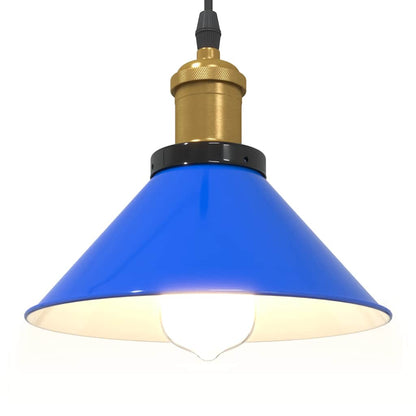 Lampada a Sospensione Regolabile E27 Blu Scuro Ø22 cm Metallo