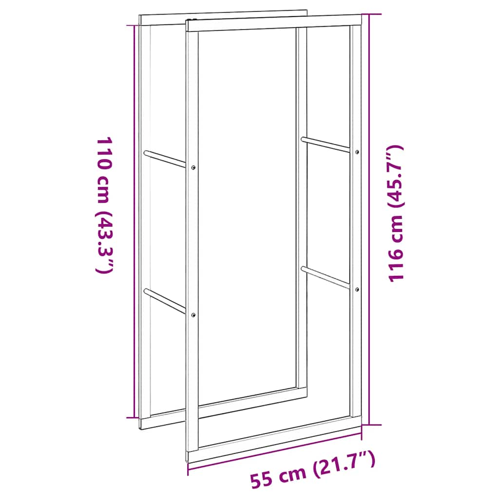 Rastrelliera per Legna da Ardere Nera 55x30x116 cm in Acciaio