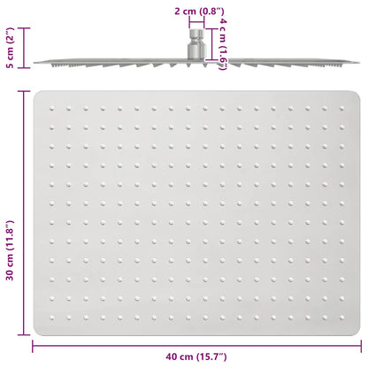 Testa Doccia a Pioggia Acciaio Inox 304 40x30 cm Rettangolare