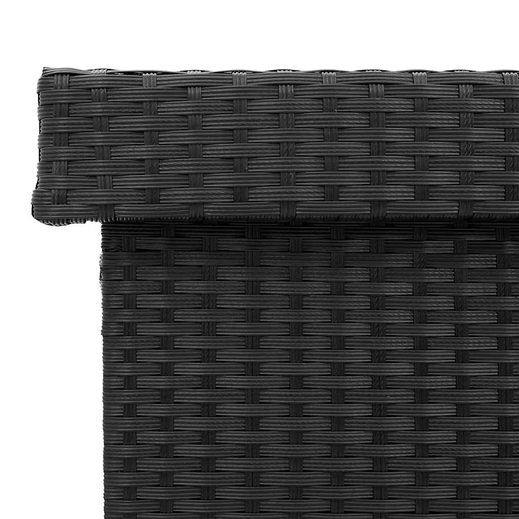 Contenitore da Giardino con Ruote Nero 110x55x73 cm Polyrattan