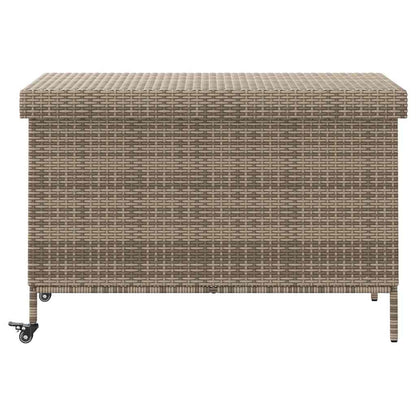 Contenitore da Giardino con Ruote Grigio 110x55x73cm Polyrattan