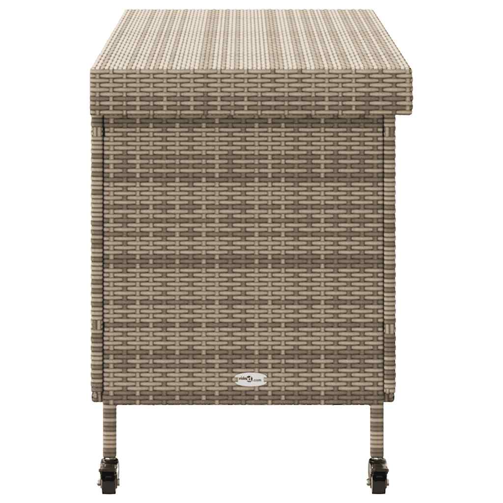 Contenitore da Giardino con Ruote Grigio 110x55x73cm Polyrattan