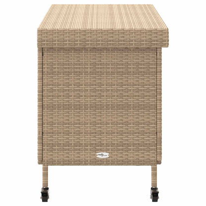 Contenitore da Giardino con Ruote Beige Misto Polyrattan