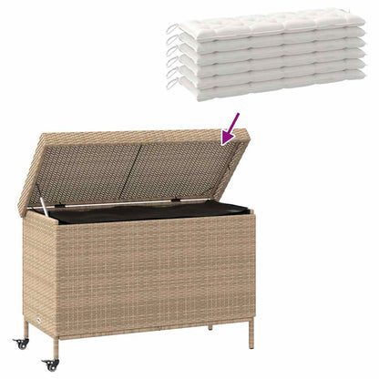 Contenitore da Giardino con Ruote Beige Misto Polyrattan