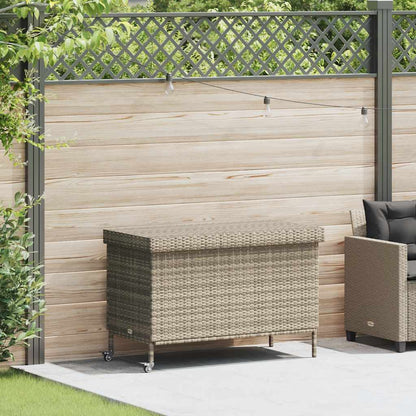 Contenitore da Giardino con Ruote Grigio Chiaro Polyrattan